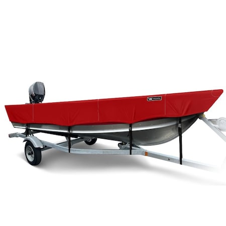 Eevelle Boat Cover V HULL FISHING Outboard Motor w/ Outboard 13ft 6in L 72in W Red SFVFW1372B-RED
